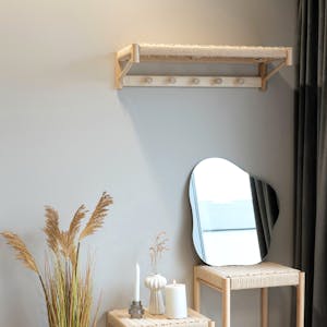 Portemanteau mural style scandinave en bois de peuplier et corde TALLINN